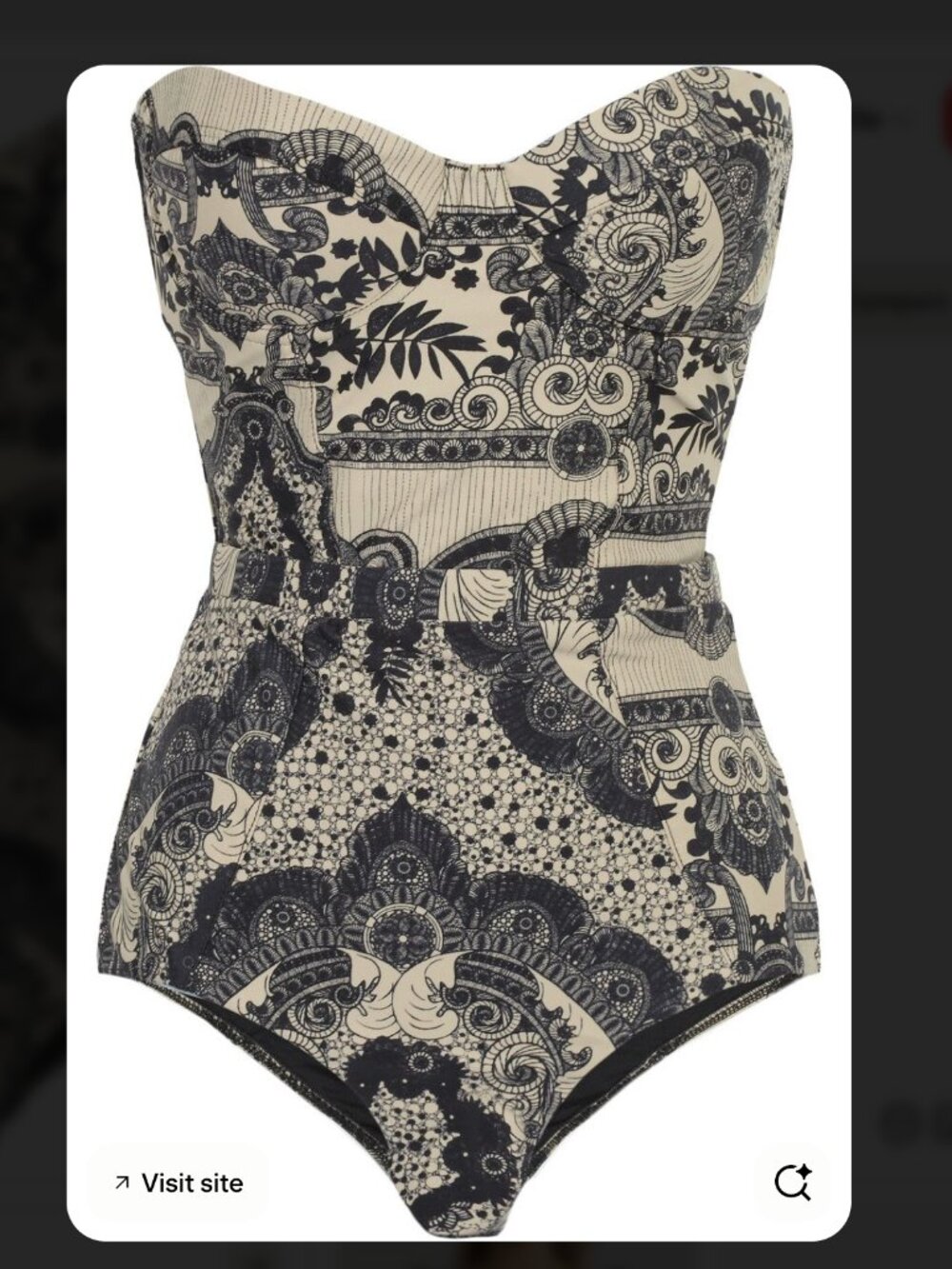 Zimmerman Strapless Printed One-Piece Swimsuit - Black & Cream